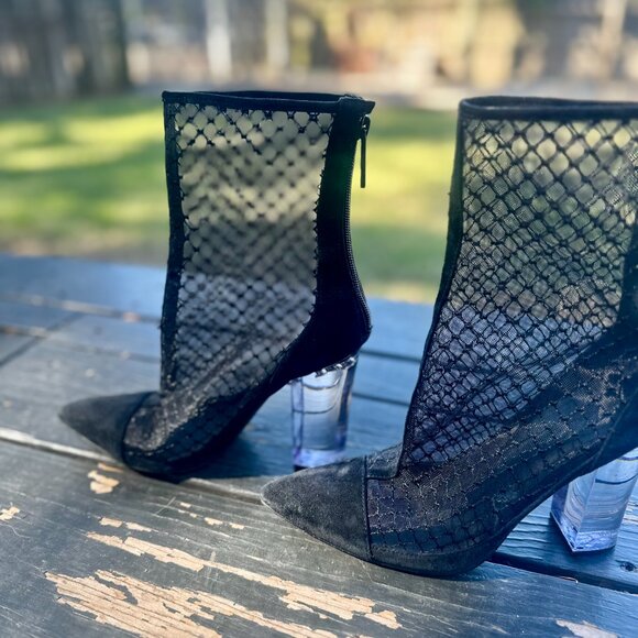 KENDALL + KYLIE Clear-Mesh Bootie Heels — Size 7 M, Super Edgy & Iconic - Picture 6 of 16